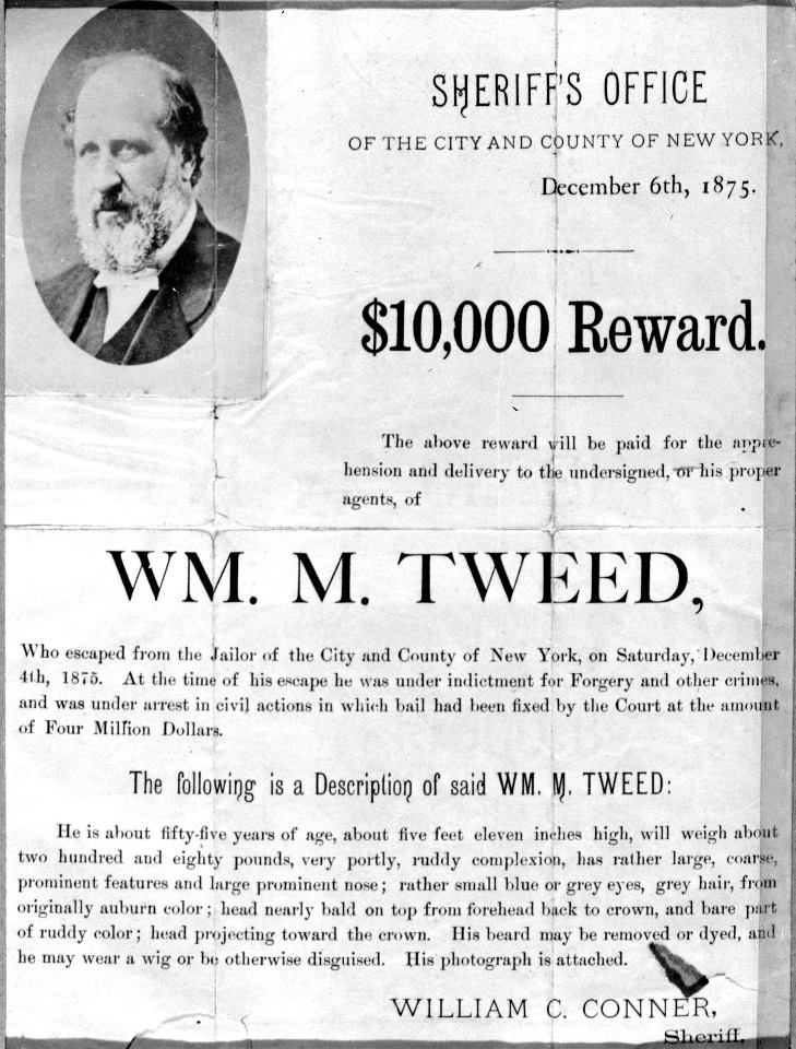 Boss Tweed Wanted Poster